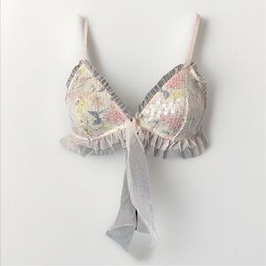 Victoria's Secret VS Bralette Sequin Wireless Wire Free NWT Tulle Ruffle Bow Med